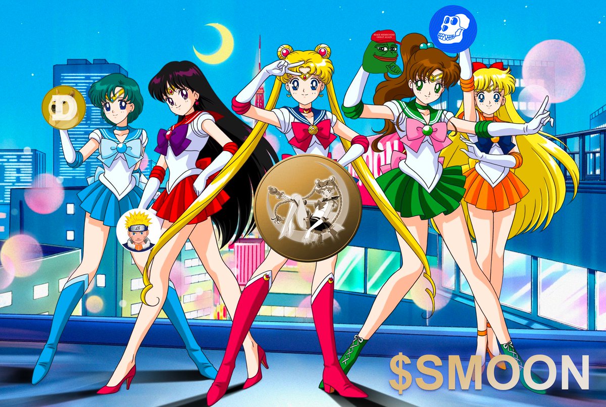 SailorMoonEth's tweet photo. Sailor Moon and her Crypto Scouts, fighting for your gains! 🌙 $SMOON https://t.co/CE3yOQi82T