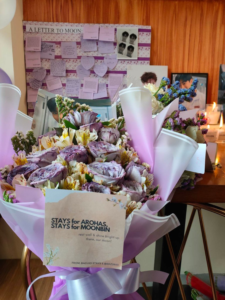 SKZ2600's tweet photo. We have posted your messages to Moonbin. He will rest in peace knowing that many people loved and treasured him 🕊

Big thanks to the Baguio STAYs who kind-heartedly donated for the flowers and candles.

Thank you for organizing this memorial space @AstroBaguio @lee_seulbi1 ❤️‍🩹 https://t.co/B2IRZ2yNdT