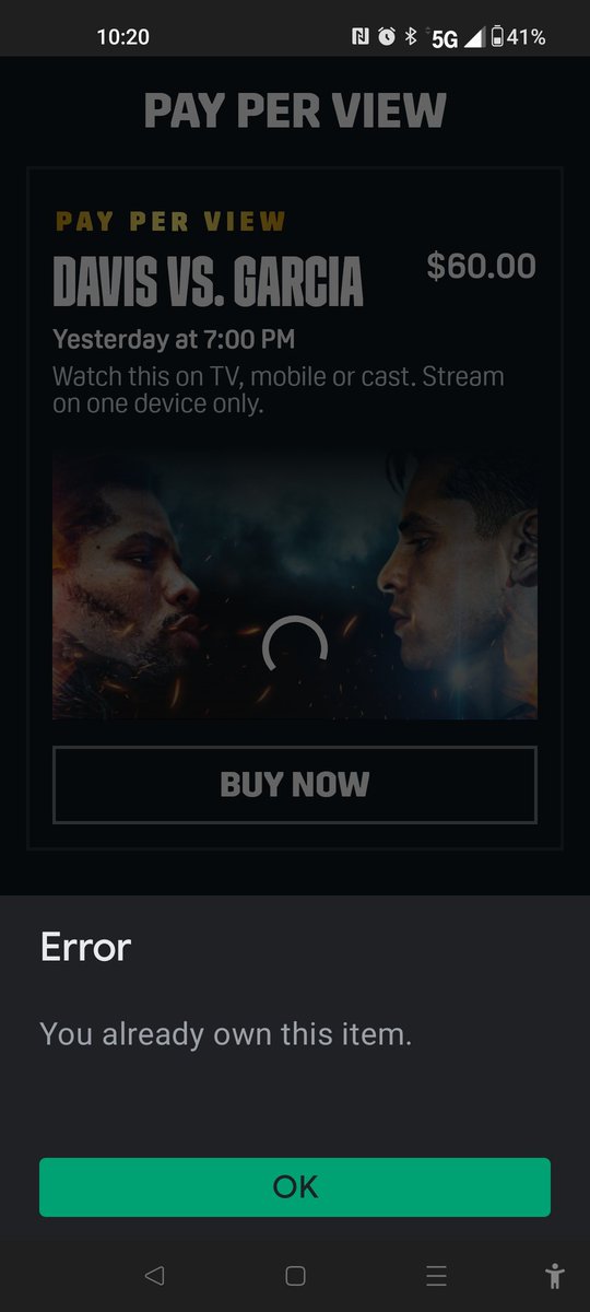 armanivalentino's tweet photo. Was I the only one who had issues with ordering and actually being able to watch the fight on DAZN? I bought and it wouldn't show! @DAZNBoxing #GarciaDavis https://t.co/7z0mDdlwg3