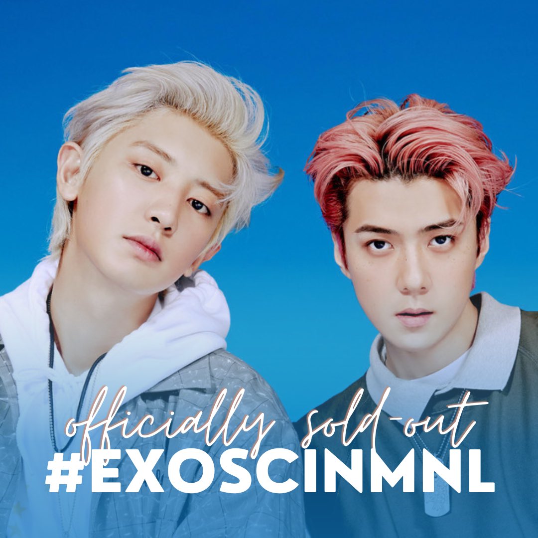 philconcerts's tweet photo. OFFICIALLY SOLD-OUT: EXO’s Sehun and Chanyeol will return to Manila on May 20 at the Araneta Coliseum with a sold-out #EXOSCinMNL 🔥

Presented by @pulpliveworld @happeehour https://t.co/ciyxhiimTn