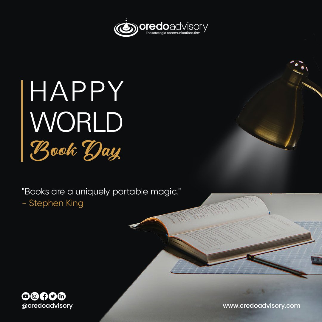 credoadvisory's tweet photo. Reading is a passport to countless adventures. Happy World Book Day!
#CredoAdvisory #CredoCreative #WorldBookDay #ReadingIsFun #BookLoversUnite #CopyrightDay #LoveOfReading #RespectCopyrights
#WorldBookDay2023 https://t.co/ThDNv1dblv