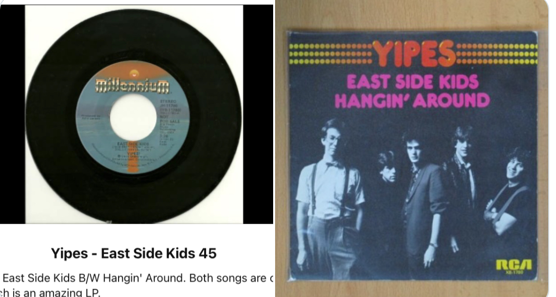 _YipesFan's tweet photo. What’s in the vinyl attic.... Yipes!  Side A: East Side Kids  Side B: Hangin‘ Around  Promo 45 from the band’s first LP... which is an amazing LP....   Take a listen: https://t.co/Za1M2zyHRY
#RecordStoreDay #recordstoreday2023 https://t.co/LsQuxiqssr
