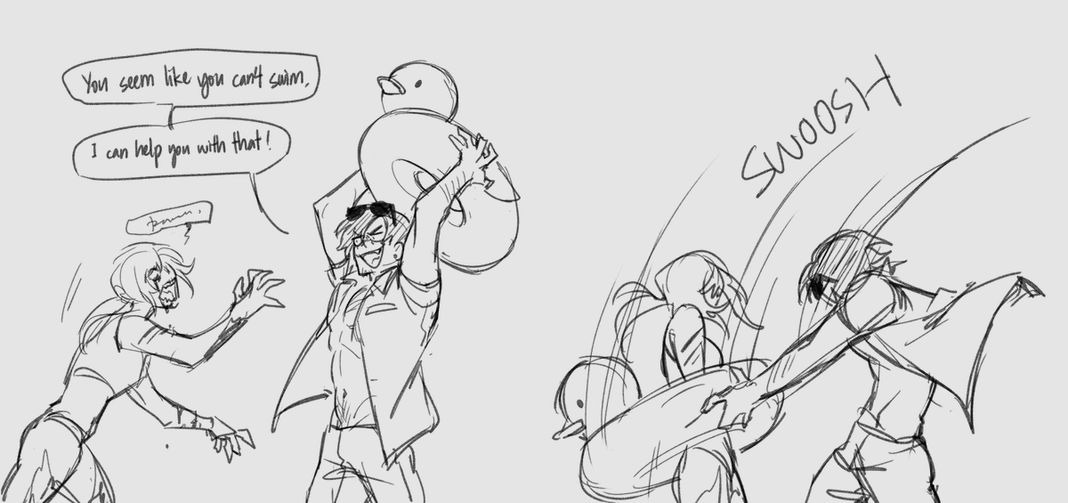 TIANHAI_03's tweet image. hello evil residence fans i had a dream today that in a new re movie (it looked like death island) leon and chris were fighting zombies at a swimming pool so have some silly doodles