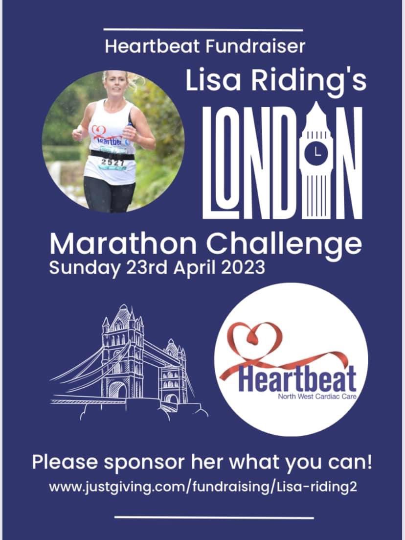 Good luck to Lisa Riding one of our fundraisers at @Heartbeat_nwcc running the London Marathon today🏃🏼‍♀️ You are amazing! #bbcmarathon #LondonMarathon