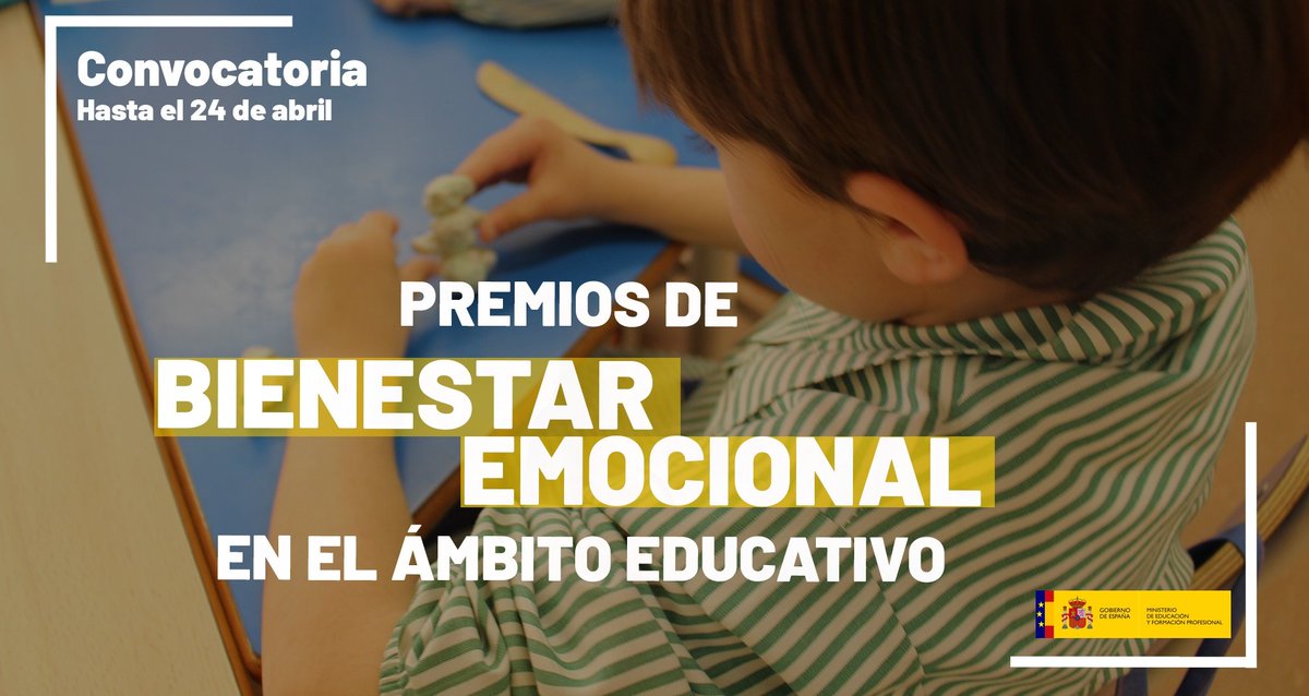 educaciongob's tweet photo. 🔴Mañana es el último día para presentar el proyecto de tu centro a los premios de #bienestaremocional.

👧👦Estos premios reconocen el trabajo realizado por los centros en este ámbito y dan difusión a los ejemplos de buenas prácticas.

¡Estáis a tiempo!⤵️
https://t.co/5oQB3xsQPD https://t.co/3lRzLD1vU8
