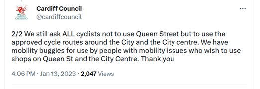 closepassescdf's tweet photo. Yes. And yet @cardiffcouncil proclaims it is happy to actively exclude disabled users of specially adapted cycles from getting to the shops on Queen Street #OpCastor https://t.co/FYa0WDWnsK