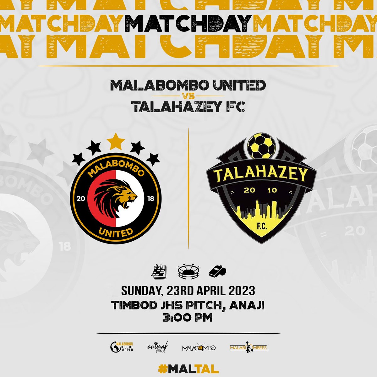 malabombo_utd's tweet photo. MATCHDAY
@malabombo_utd vs Talahazey FC

Venue: TIMBOD JHS PITCH, ANAJI
Date: 23rd April 2023
Time: 3:00 PM

#malabombototheworld 🔥🌍
#talahazeyfootballclub 🏖️ https://t.co/FcxvErie81