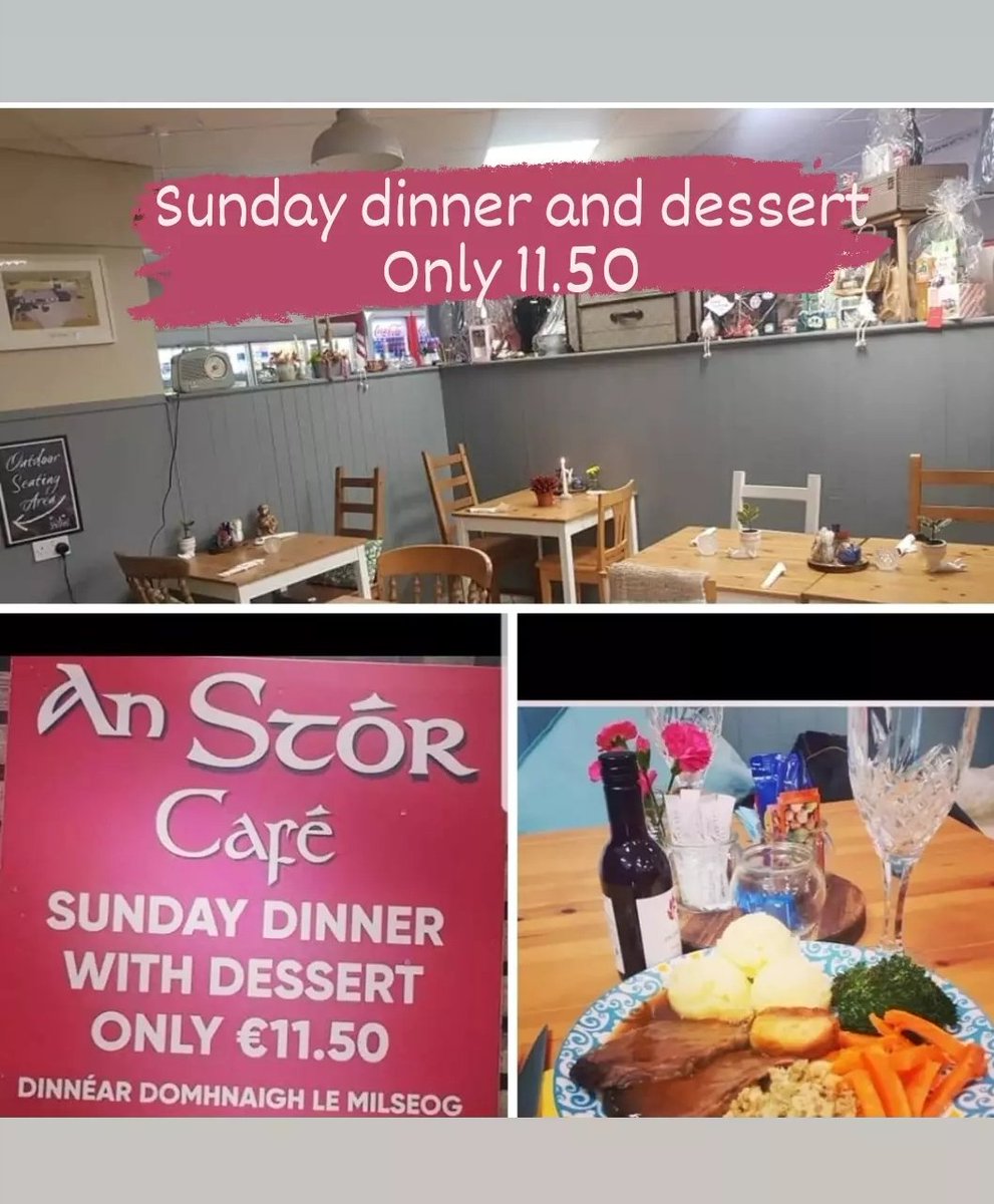 Sunday dinner and dessert only 11.50.. Dinnéar agus Milseog 
#stór #shoplocal #EarthDay2023 
#bláthannaalainn #biaagusblathainna #foodandflowers 
Have a great day...