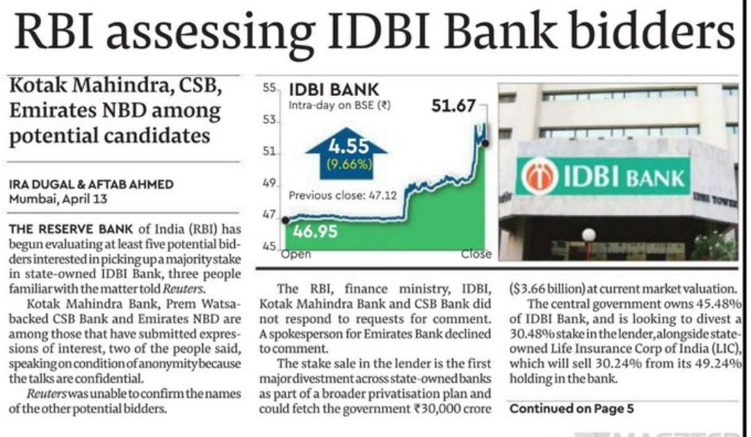 AshishTekale_'s tweet photo. Proposed sale of IDBI Bank to Pvt or foreign investors is a threat to the well-being of depositors, small farmers, MSME borrowers, IDBI employees nd LIC policyholders. We demand that the Govt should stop proposed sale
#DoNotSellIDBI
#StopPrivatization_SaveNation
#OpposeSaleofIDBI https://t.co/QAsAOCaAgF