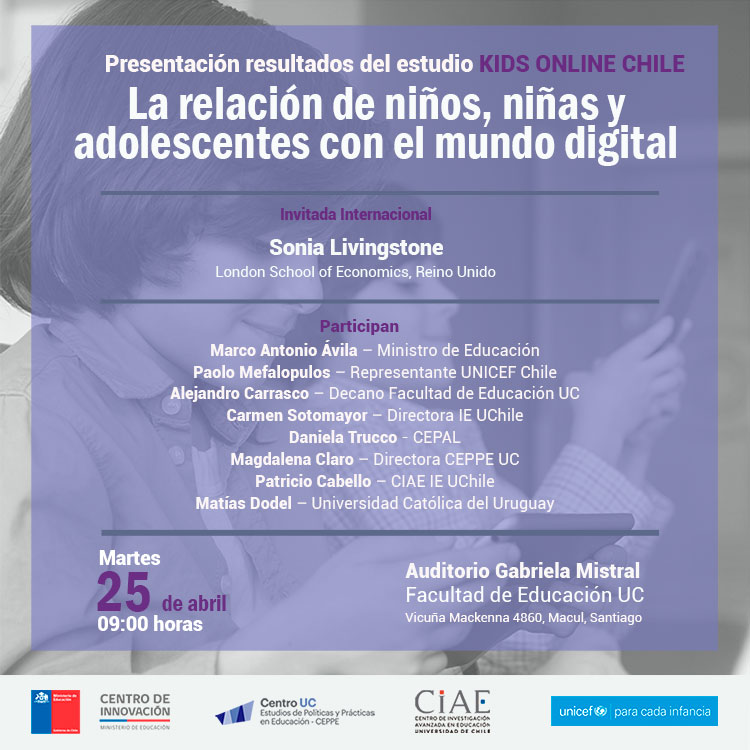 ceppe_uc's tweet photo. Y recuerda, este martes 25 estaremos presentando los principales resultados de Kids Online Chile. 

Más información e inscripciones en https://t.co/WbahgYaTX9 https://t.co/0g8ZqDhHPt