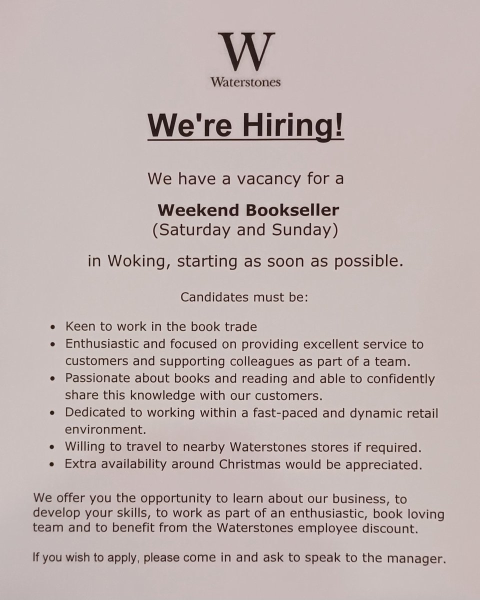 We're hiring! If you're interested, please come to find out more! 🙂📚