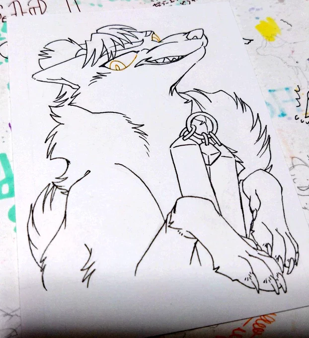 おまけマ🐺

仮線入れ
⬇
塗り
⬇
本線入れ
⬇
ホワイト

アナログクソ手間🫠🫠🫠
来世はデジタル絵師になりたい🫠🫠🫠 
