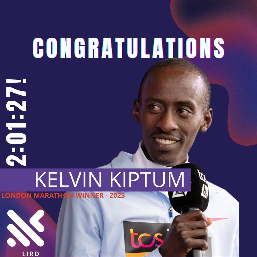 Lird_creative's tweet photo. Congratulations to Kelvin Kiptum for an incredible performance and winning the 2023 #londonmarathon2023 #LondonMarathon  #Lird | https://t.co/IolX7QulqF 🇰🇪 https://t.co/vYxUBToMyl