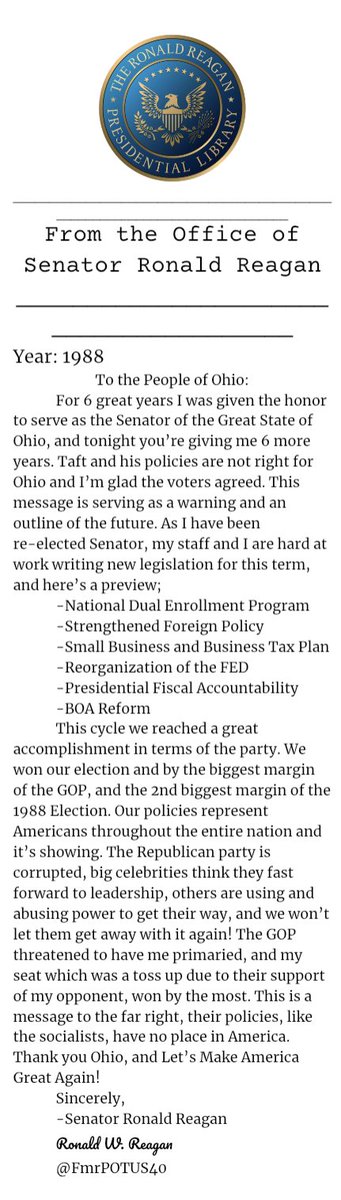 FmrPOTUS40's tweet photo. Thank you for helping me win re-election. Read my statement on our big win and a message to the @AGSGOP below ⬇️ 

@AmericanGov_ https://t.co/ckxIESqb2N