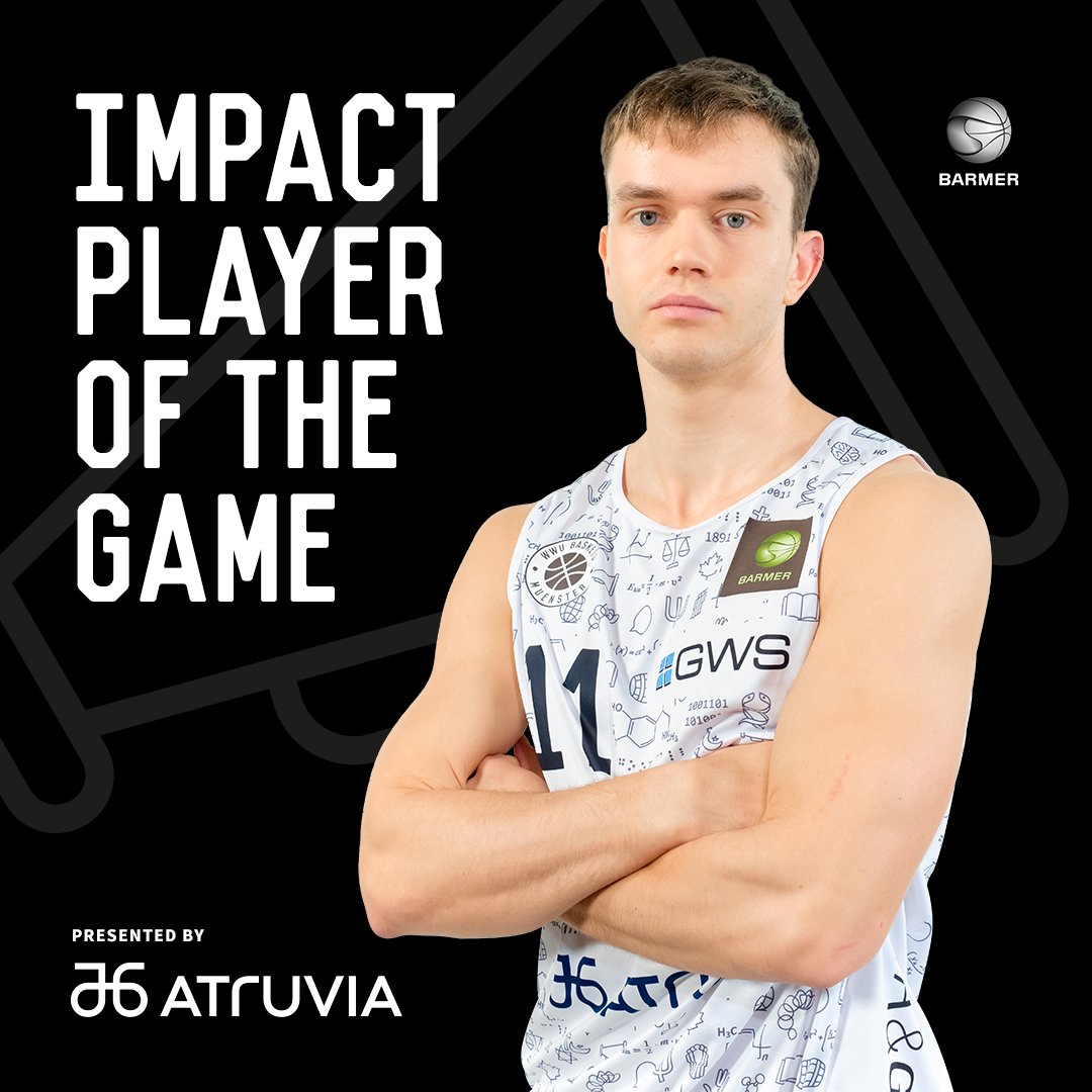 unibaskets's tweet photo. Die @atruvia_ag präsentiert den „Impact Player" of the game. Trainerteam und Management wählen #11 Hilmar Pétursson.
Hilmar erzielte gestern Abend in 31 Minuten Einsatzzeit 26 Punkte, 6 Assists, 6 Rebounds & 3 Steals mit einem Effektivitätswert von 31.
#wwubaskets #impactplayer https://t.co/M07dzdO8Xv