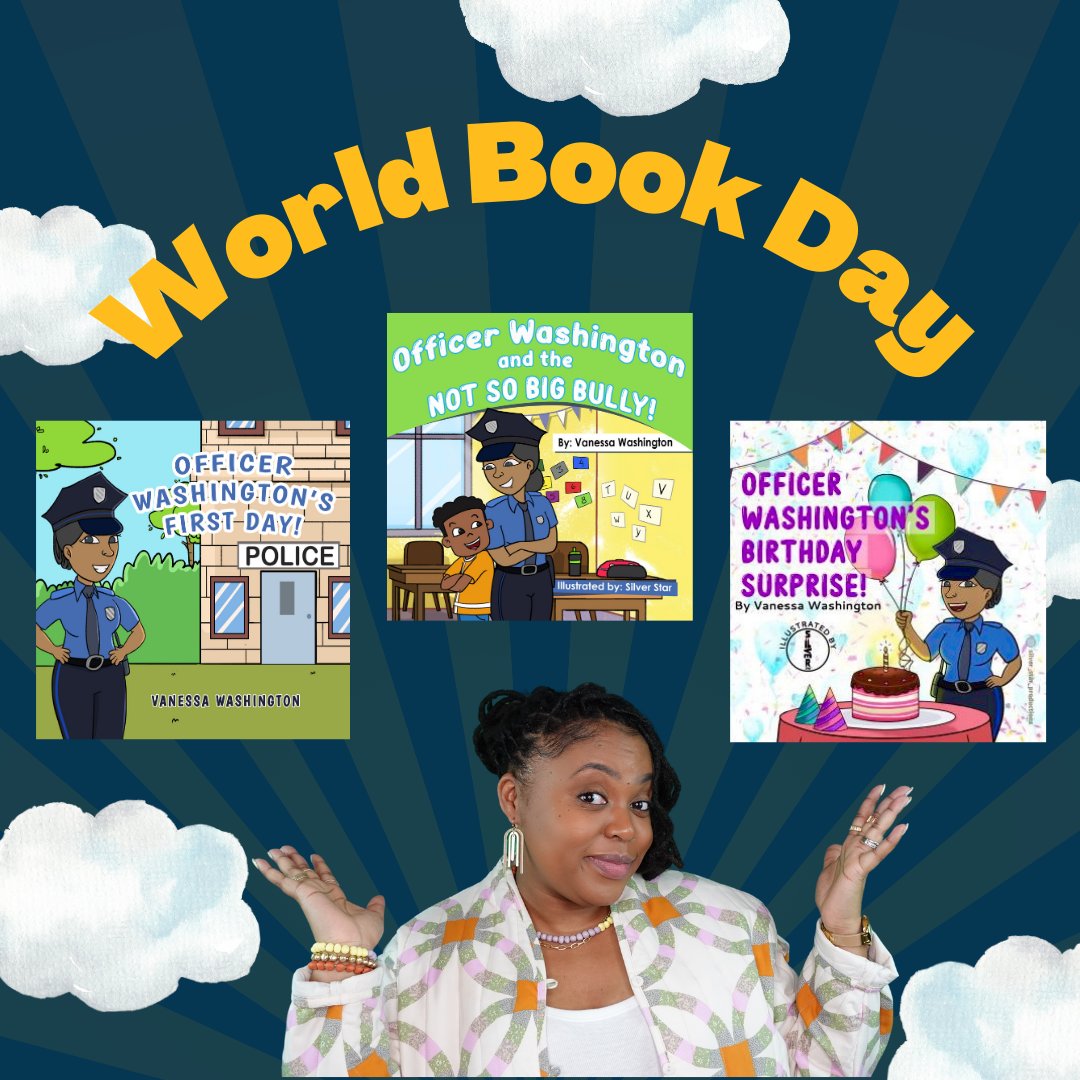 It's World Book Day! Let's celebrate! Tag me in a photo of you or your child reading one of my books for a chance to win free Officer Washington swag! Today only! 

#letsplay #communityhelper #bridgethegap #officerwashingtonsfirstday #childrensbooks #blackauthor #copsandkids #com