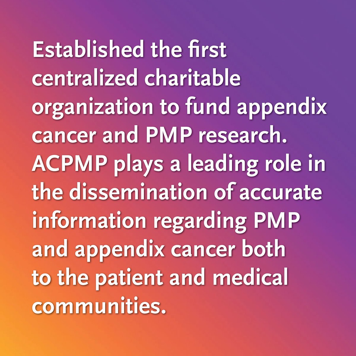 acpmpresearch's tweet image. ACPMP plays a leading role in the dissemination of accurate information regarding pseudomyxoma peritonei and appendix cancer both to the patient and medical communities. 

Learn more here. 👇

#appendix #cancerawareness #appendixcancerawareness #appendixcancer #appendicealcancer