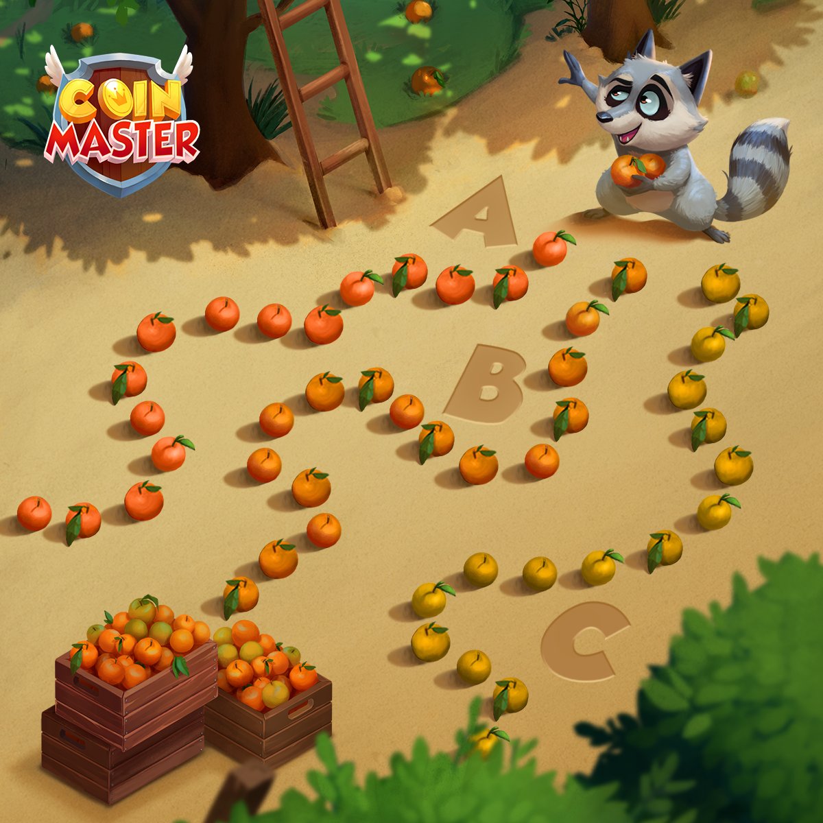 CoinMasterGame's tweet photo. Orange you glad you're here!?🍊We have 𝟴𝟬𝟬 𝗦𝗣𝗜𝗡𝗦 for you to win! 🤭 Just tell us which path leads to the fruit basket for your 𝐜𝐡𝐚𝐧𝐜𝐞 𝐭𝐨 𝐖𝐈𝐍! 🧡

Grab a bite and play now!👉https://t.co/dwBWQn3NTB https://t.co/2TQMsKKHpo