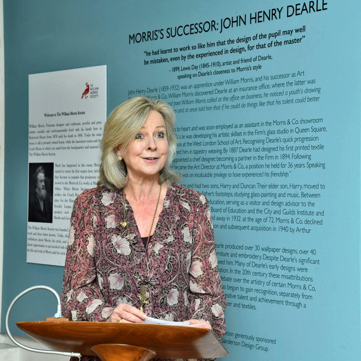 WmMorrisSocUK's tweet photo. With the support of both our new President @TristramHuntVA and Lisa Montague, the CEO of @SandersonFW we successfully launched our exhibition 'Morris's Successor: John Henry Dearle' this past Thursday evening. The exhibition was also graciously funded by @SandersonFW. https://t.co/WruRzJhUOR