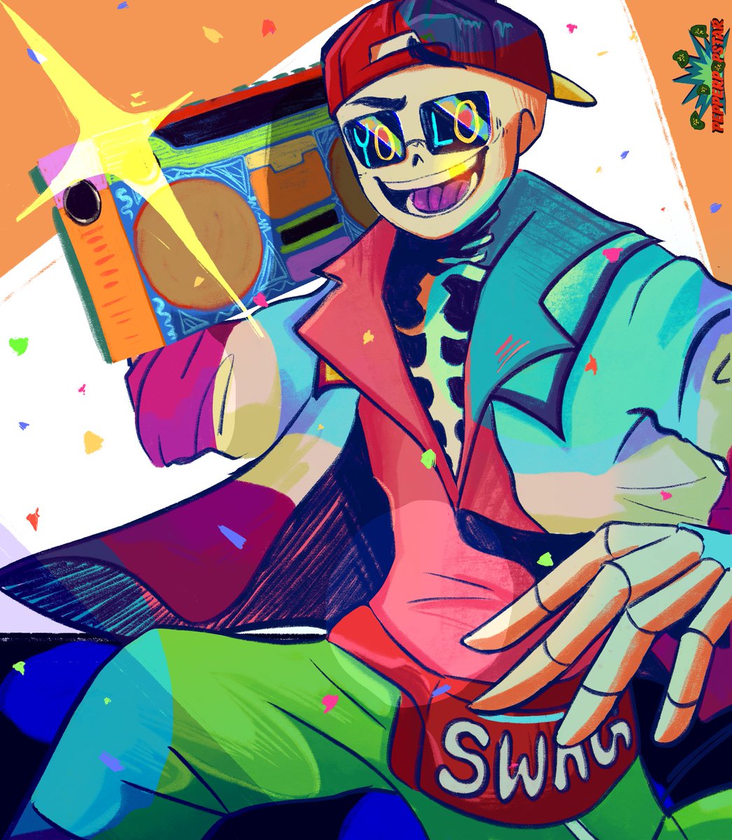 Pepperpopstar's tweet photo. I feel like this dude would listen to Party Rock Anthem 🦐

🎉__________________________🎉
#freshsans #Underverse #freshtale #freshsansfanart #undertale https://t.co/MB7bOZKNdu