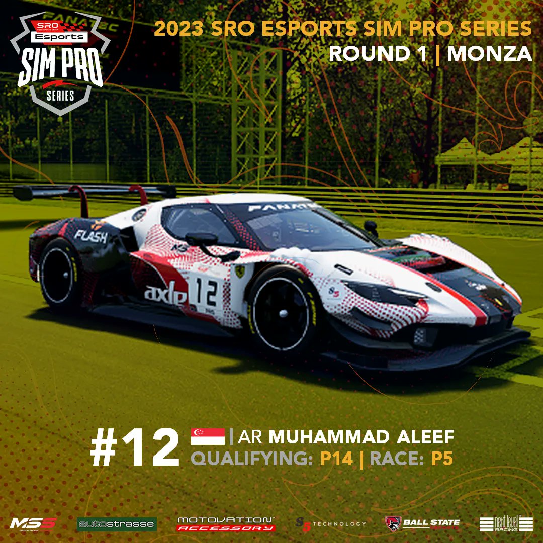 RACE RESULT: An amazing drive by <a href="/AleefHamilton44/">Aleef™</a> for Team Flash Axle Sports, qualifying P14 to finish in P5! A strategic timing in the pit stop cycle placed him well in the top six before he was promoted up a place post-race. On to Round 2 in Paul Ricard!

#AKesports #beACC