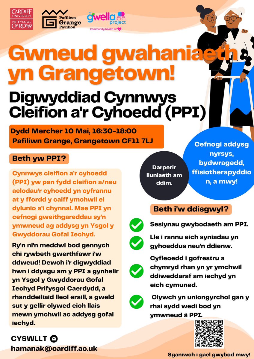 gwellaproject's tweet photo. We have collaborated with the @cardiffuni’s School of Healthcare Sciences, @Grange_Pavilion and @ResearchWales to organise a patient and public involvement event in Grangetown. If you want to engage underserved communities in your health research, this event is for you! https://t.co/2uVJFvZTlX