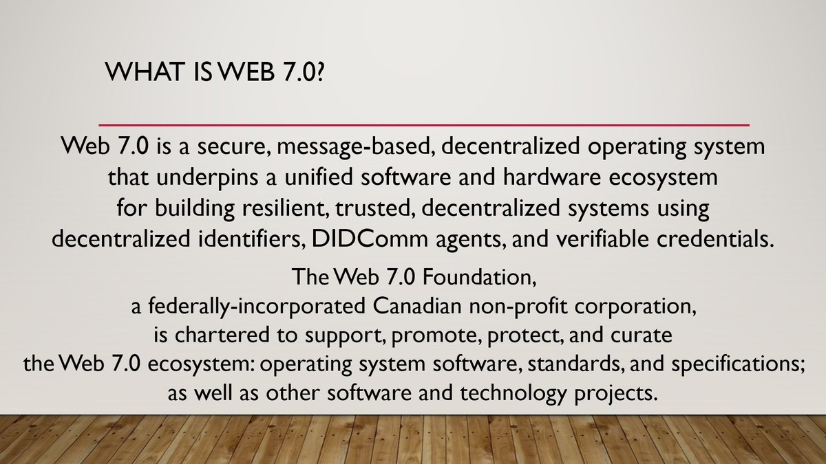 mwherman2000's tweet photo. The Web 7.0 #Foundation, a federally-incorporated Canadian non-profit corporation, is chartered to #support, #promote, #protect, and #curate the Web 7.0 #ecosystem: #operating #system #software, #standards, and #specifications; as well as #other #software and #technology projects https://t.co/T8843WC4zb