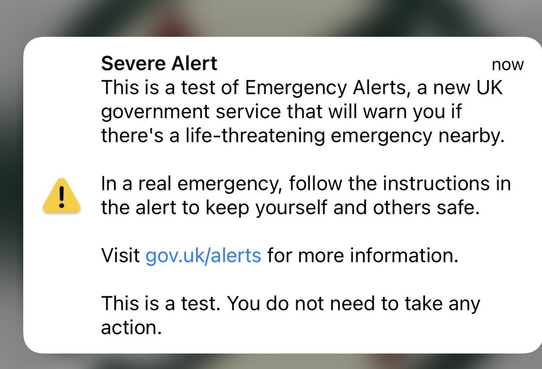 Even with my tin foil hat on I still got the alert  #emergencyalertUK