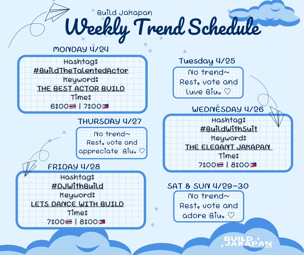 BiusBeyourluve's tweet photo. Biu's💙 Trending Schedule for the Last Week of April ✔ 🤗
I vote for @JakeB4rever
#NETIZENSREPORT #BuildJakapan for Most Handsome Man Alive #MHMA2023 #MHMA2023BuildJakapan @thenreport
BE TRUE BLUE TO YOU
#BuildOurFaithInYou #Beyourluve https://t.co/vmRjwSAydt