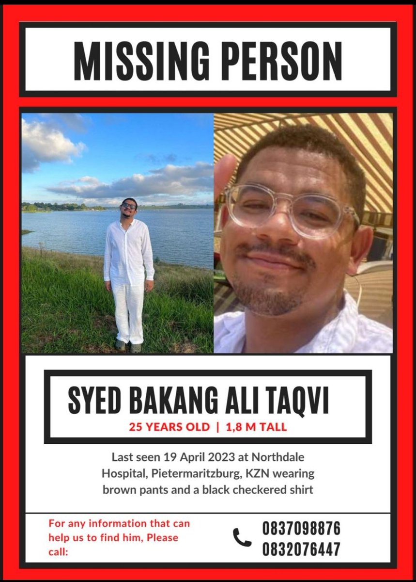 gummAy_'s tweet photo. Hi Guys please help us find Bakang last seen at Northdale Hospital in PMB. If you have any information please contact the numbers on the Poster. Please retweet this. https://t.co/QNvulwdw4t