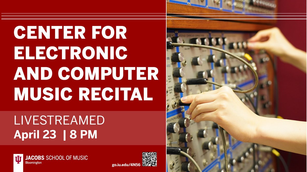 IUMusicLive's tweet photo. Join us this evening for the Electronic and Computer Music Recital beginning @ 8 PM ET. John Gibson &amp; Chi Wang will direct as students perform various works using computers and electronics incorporated into their music. We'll be streaming the show LIVE out of Auer Hall. https://t.co/6spSkOOUHg