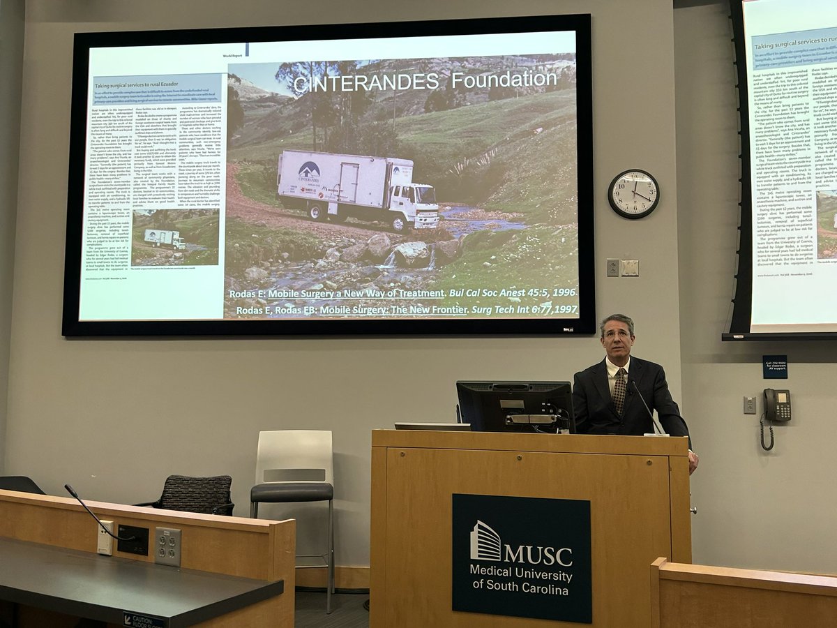 So grateful to have hosted global surgeon and founder of @program_access @VCU_Surgery, Dr. Edgar B. Rodas, as the keynote speaker of @MUSC_CGH Global Health Week. Fascinating work he’s done with Mobile Surgery in Ecuador. @ebrodas