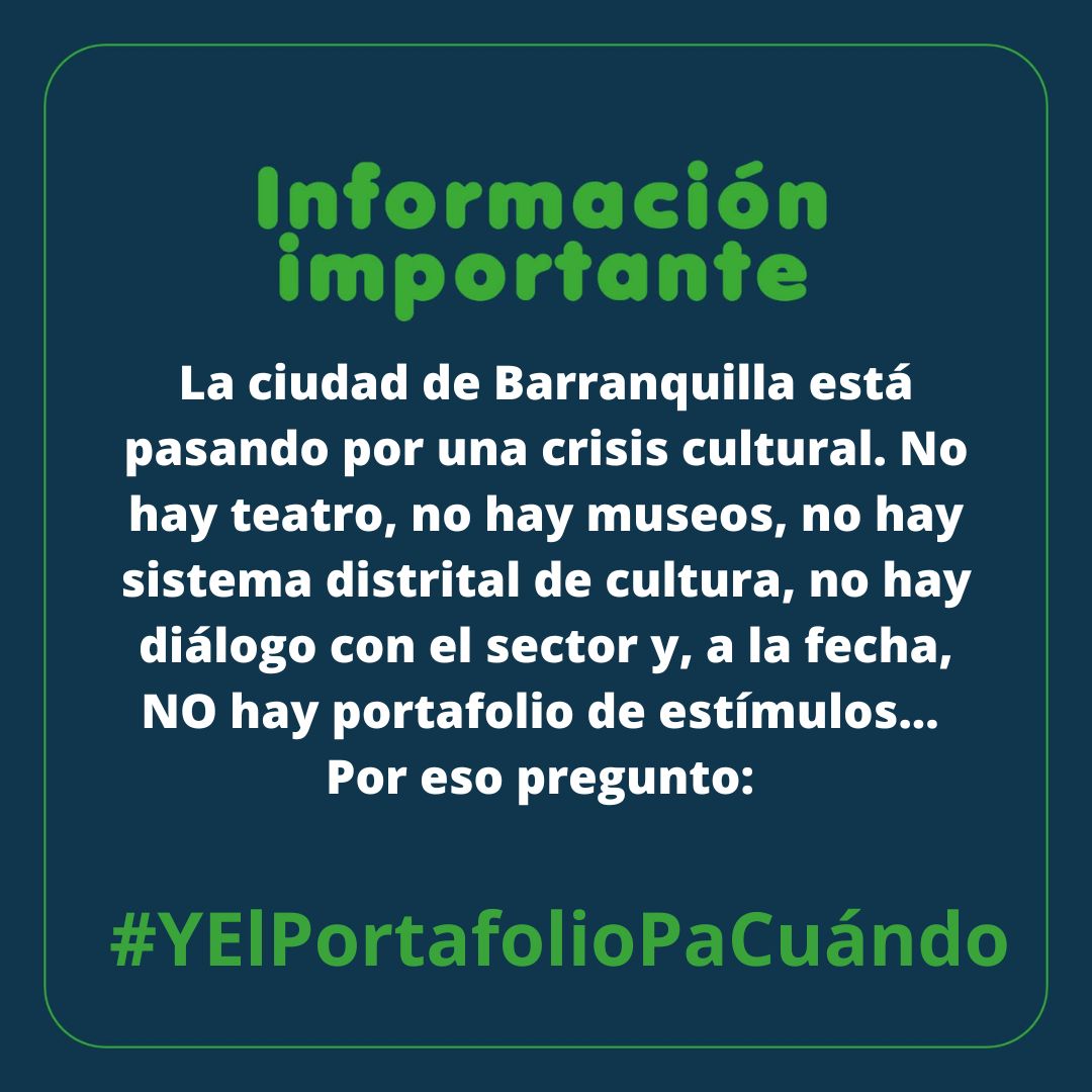 orianauta's tweet photo. Como creadora, como gestora, como ciudadana, yo también pregunto:
#YElPortafolioPaCuando
@diogenesroserod @AlvaroSerje 
@tatianaduplat 
@Luneta50 
@EspacioCanibal 
@dacostamadiedo 
@Ariasvilla 
@mincultura 
@Tatta25 
@Lardila83 https://t.co/XRdJSNsONY