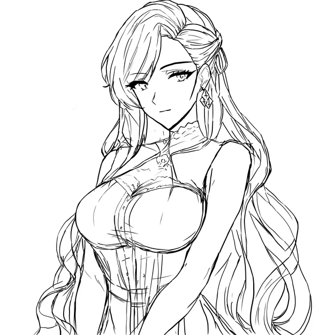 液タブをせっかく買ったので初めて絵を描いて見た!そして色も遊びで描いてみた!適当www 