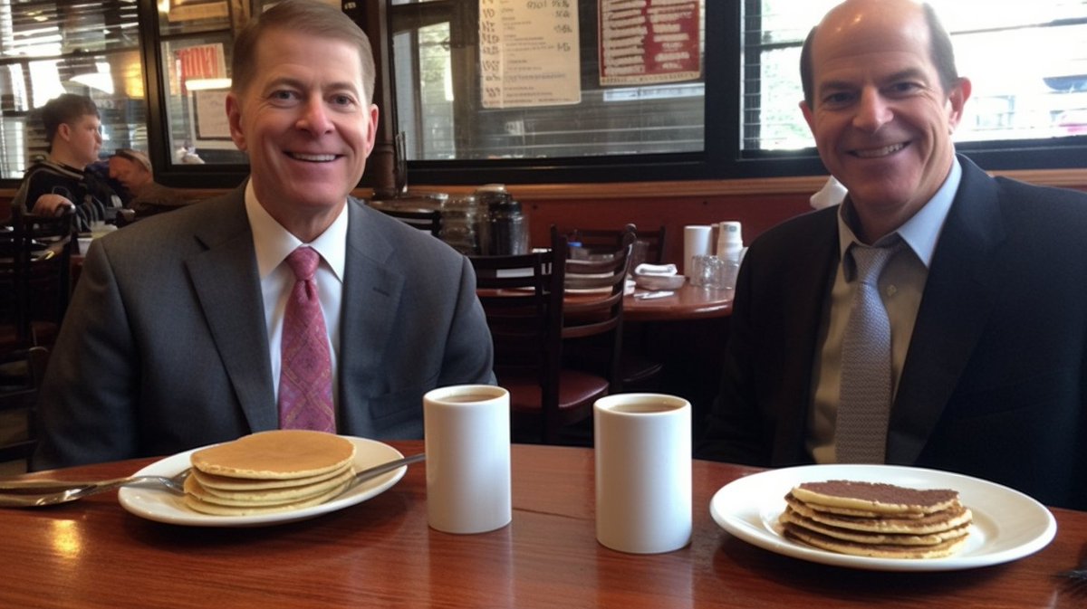 Extreme Left and Right Unite Over Pancakes – A Tale of Unlikely Camaraderie - Story at tinyurl.com/2fwextbe
#farrightRepublicans #farleftDemocrats #unity #IHOP #pancakes #politicaldivide #camaraderie #understanding #mutualappreciation #harmony #unlikelyfriendship