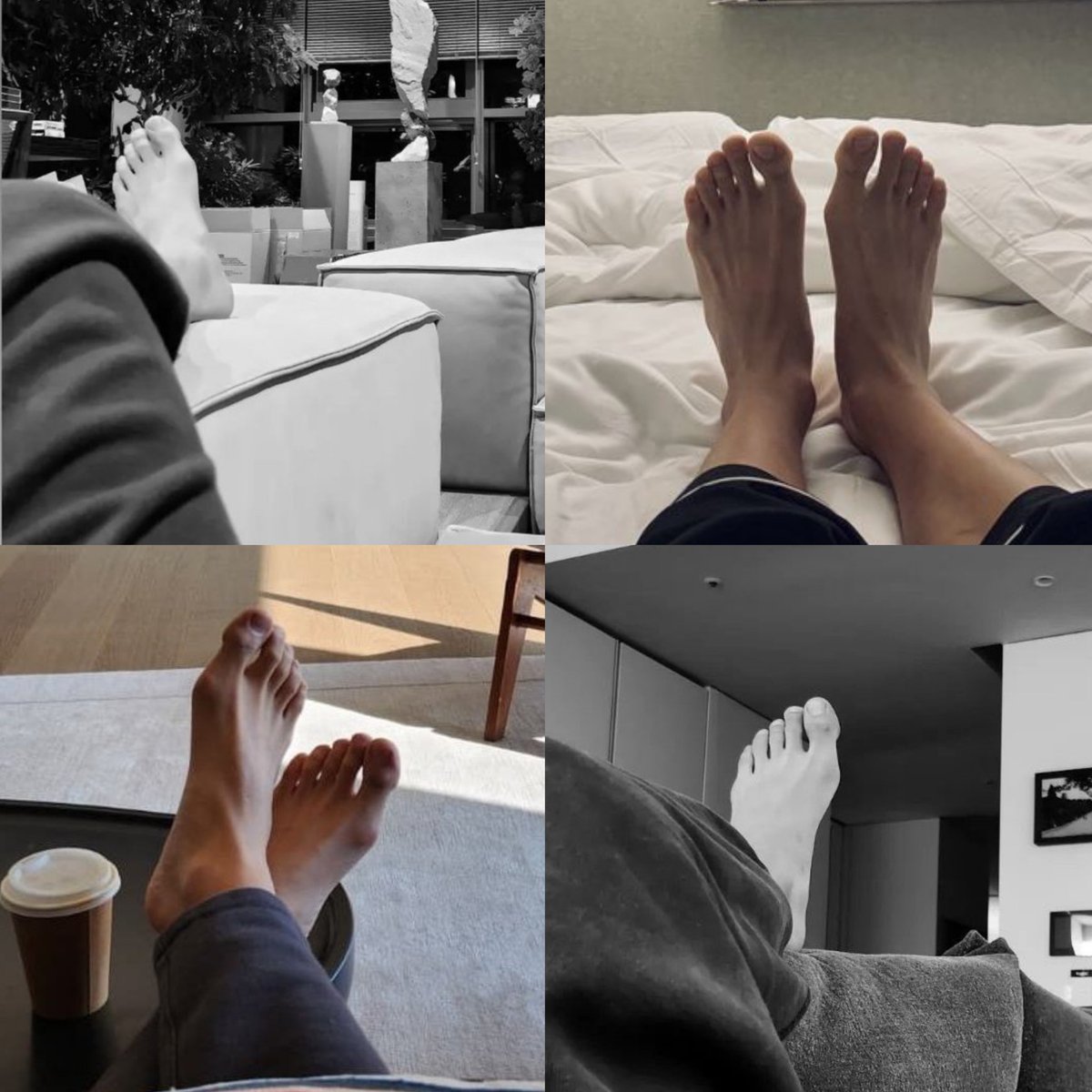 fuidebasedebase's tweet photo. eu sou obcecada até pelos pés dos namjoon, pensa num cara que até os pés são bonitos https://t.co/i2SqKc0DXS