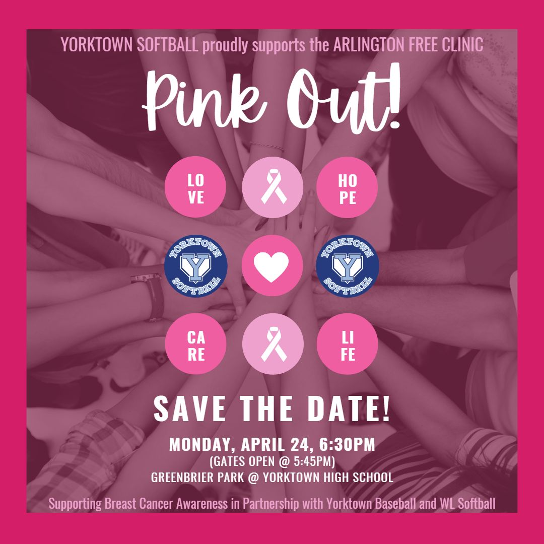 Tomorrow is going to be fun! Raffle prizes, concessions, and a great game against our Arlington friends, Washington-Liberty! Come on out, support a great cause, and don't forget to wear pink! <a href="/yhssports/">Yorktown Athletics</a> <a href="/Principal_YHS/">Dr. Kevin Clark</a> <a href="/APSHPEAthletics/">Debbie DeFranco</a> <a href="/WLHSAthletics/">Generals</a>