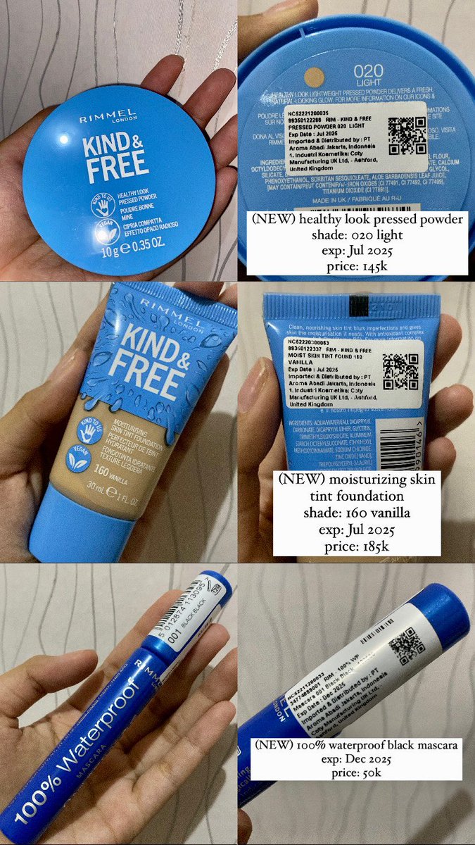 moulvr's tweet photo. WTS Rimmel New Collection “Kind and Free”🍃
cocok bgt utk kalian yg mau buat korean/healthy skin makeup look! shade warna nya jg masuk bgt di kulit asia. alasan jual karena aku dapat dari PR Package, so pls adopt them🫶🏼
*take them all and u’ll get the PR Package box &amp; paper bag! https://t.co/PGjiR2SBHF