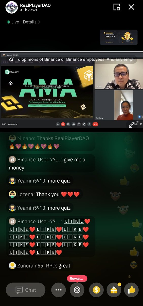 rpd_africa's tweet photo. The @binance live session"Coin GPT how does AI empower #Web3"
was an amazing one...we hope you join us next on our live stream on binance
@realplayerdao @binance
#web3 #GPT4 #LiveStream #RPD
#RPOT #BNB https://t.co/cRf9HSjU5u