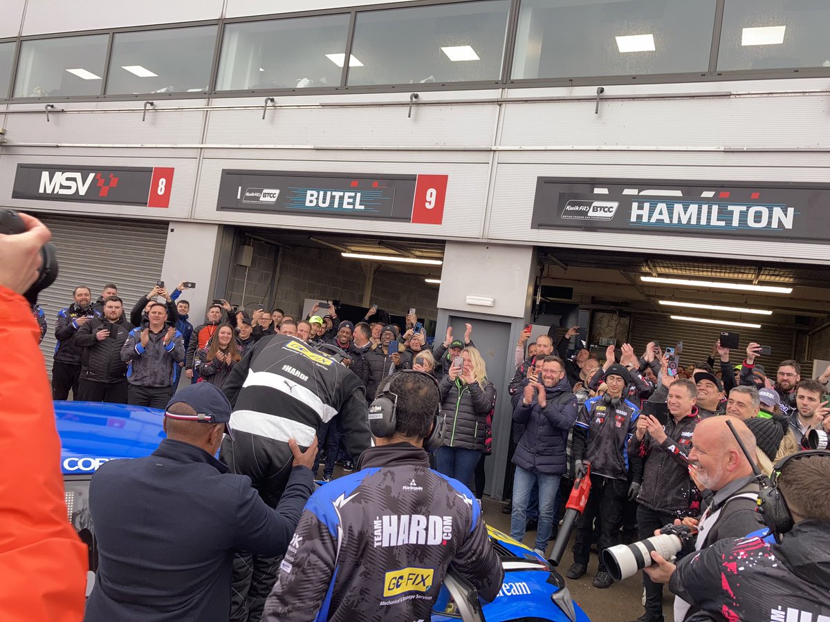 DoningtonParkUK's tweet photo. A hero’s welcome in the pit lane as @nicolashamilton takes his best ever @BTCC result! https://t.co/Z87IGB8Bqv