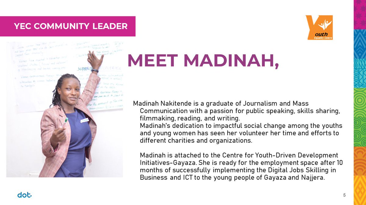 EqualityCenter's tweet photo. YEC taps the potentials of young people to design innovative ways that enhance their meaningful participation and also bridge the information gap between the rural and urban youth. 
Meet Madinah, a digital jobs educator from the CLP by @DigitalOppTrust 

#EmpoweringTheYouth https://t.co/SLCCXoE9Gw