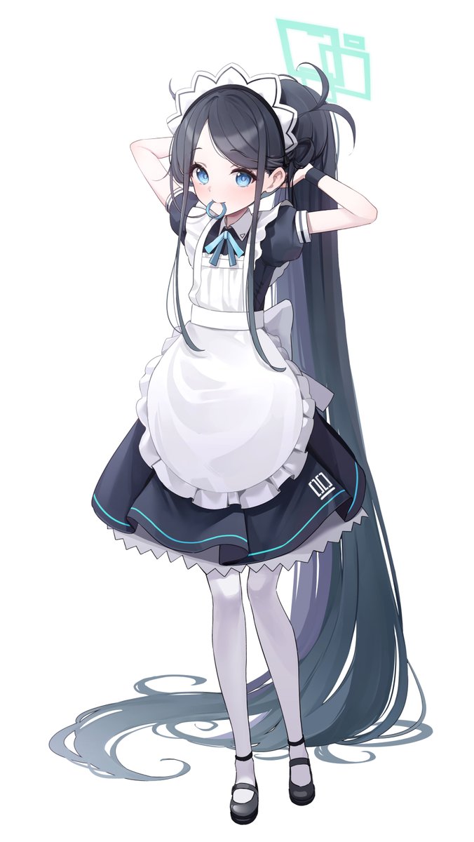 aris (blue archive) 1girl absurdly long hair solo long hair maid very long hair apron  illustration images