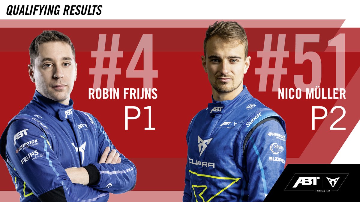 abtmotorsport's tweet photo. Front row lockout 👊 What an incredible effort from our guys! TEAM ❤️

#ABTCUPRAFE #ABT #FormulaE #BerlinEPrix https://t.co/S2WMDNafZo