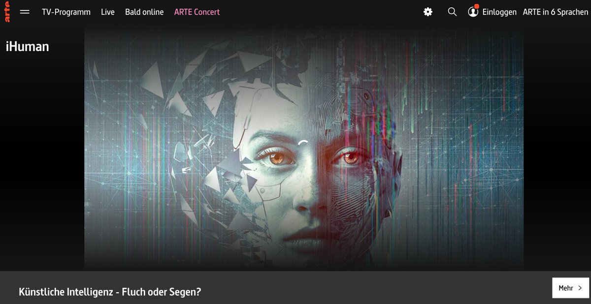Digital360Grad's tweet photo. MUST SEE - DOKU "iHuman" zu  #KI / #AI

Für alle, die sich mit den Chancen und Herausforderungen von #künstlicherintelligenz 
(u.a. #ChatGPT ) auseinandersetzen, ist die aktuelle Dokumentation iHuman auf @ARTEde  ein absolutes MUST SEE! #twlz #BWedu #BayernEdu #MVedu https://t.co/9tn6stCkFY