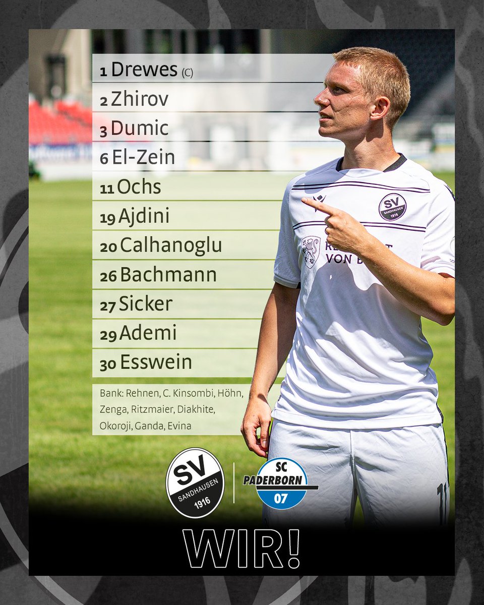 SV_Sandhausen's tweet photo. Philipp #Ochs kommt für den gesperrten Mey #Papela in die Startelf - unser Team für das Heimspiel gegen den @SCPaderborn07 🔥⤵️
#SVSSCP #SVS1916 #WirEchtAnders https://t.co/SomxbRmhRg