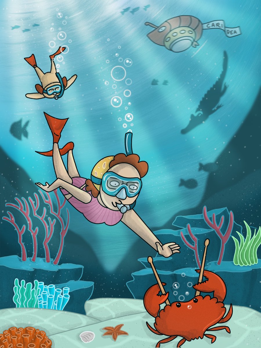 NordlandStudio's tweet photo. Second entry!
Weirdo#4725 was napping on the beach when she woke up to discover a sneaky crab was diving into the ocean with her drumsticks! There will be no jamming if she doesn’t get her drumsticks back! 🤿📷📷
@MindblowonNFT 
#MindblowonArt https://t.co/4paVs17KrV