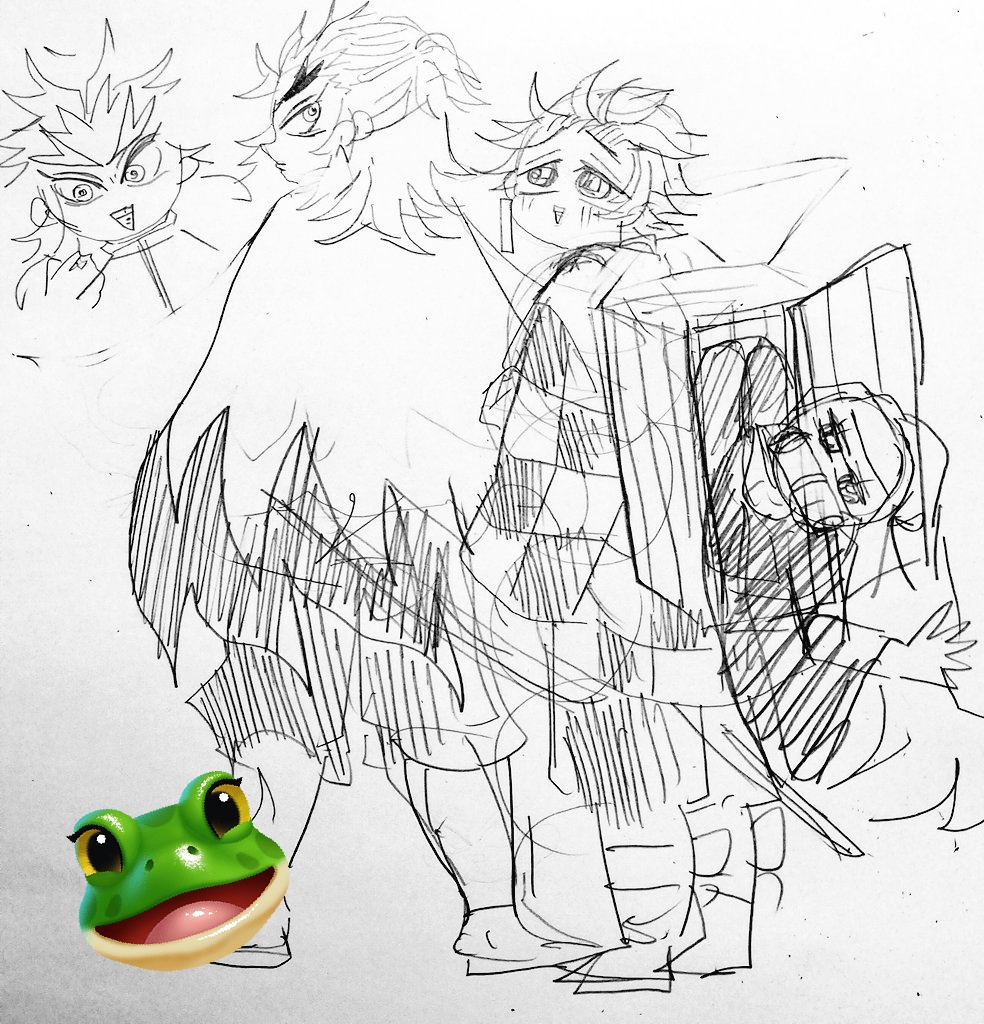 2年前は一応毎日描いていたいましたが、富岡さんのが好きでした😂 目がっ‼️苦手💦  頭は小さなハーフアップですね～🐧‼️ あと、カラーめちゃ大変(笑)髪の毛が1番💦  一次トラウマわかりますよ😂私も影響受けまくりだから🤣二次はやりたい気持ちもわかる‼️描くの楽し❤️もぅ自分らしく描こかな💦