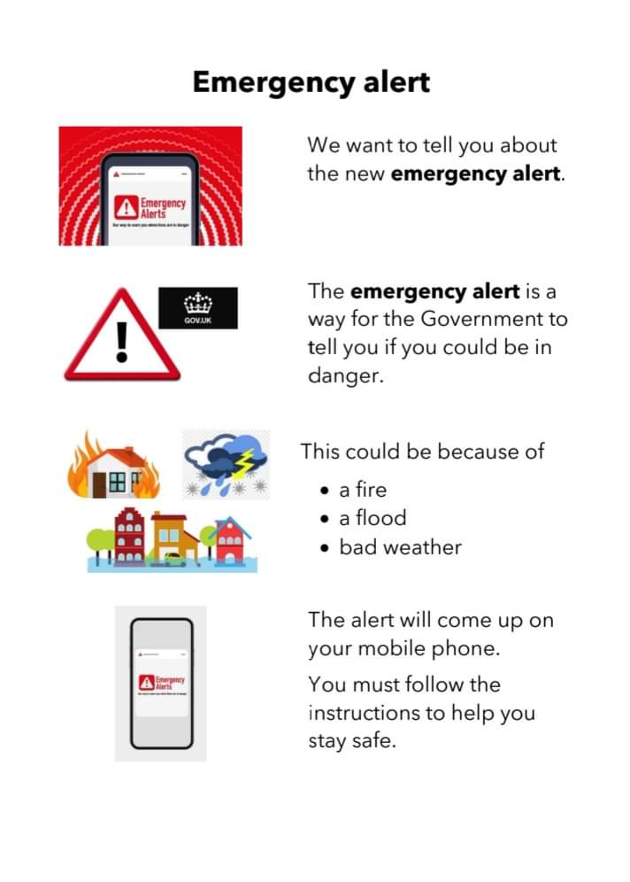 SkillsWellbeing's tweet photo. Independent Voices Redcar &amp;Cleveland and Skills for People in Teesside would like to remind you about the government alert happening today at 3pm.

Take a look at their easy-read guide for more information. https://t.co/SdKn8lQXsl