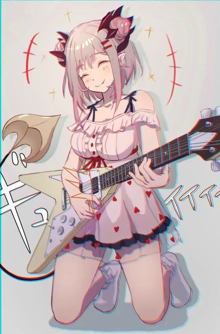 パトミ?おまえギター弾けたのか…? ミ『あっ、お兄さんギターお借りしてます』(;'Д`)パトミ   #パトラのアトリエ 