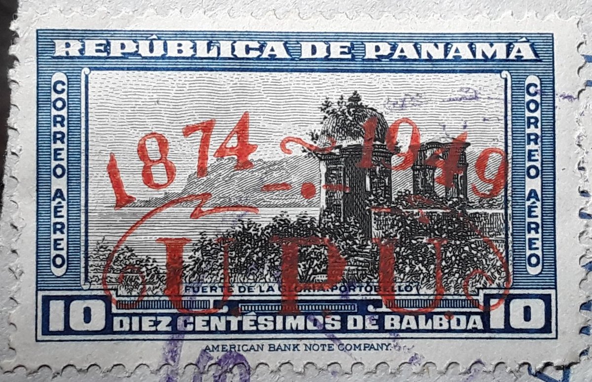 Stamp_Daily's tweet photo. #Panama celebrated the @UPU_UN in 1949 with a rather impressive #overprint on an already handsome stamp. This #StampDaily was #usedoncover to Germany. #philately #philatelie #stamps #timbres #briefmarken #sellos #airmail #transatlantic https://t.co/y3BqCpUOFr